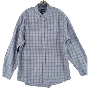 Izod Button Up Long Sleeve Plaid Shirt Men's Size L Premium Essentials Preppy‎